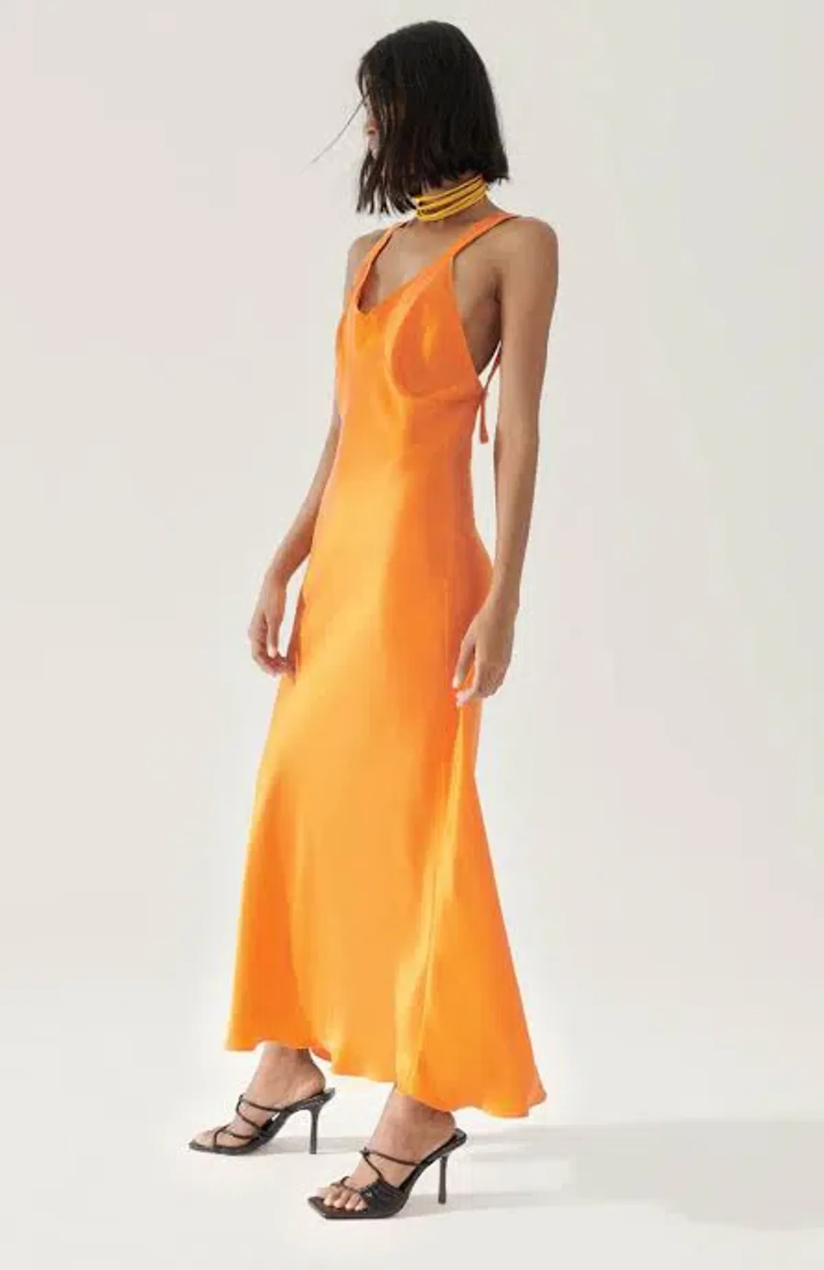 Silk Laundry Deco Ruched Maxi Dress Fire Lily Size 6/XS - Image 3