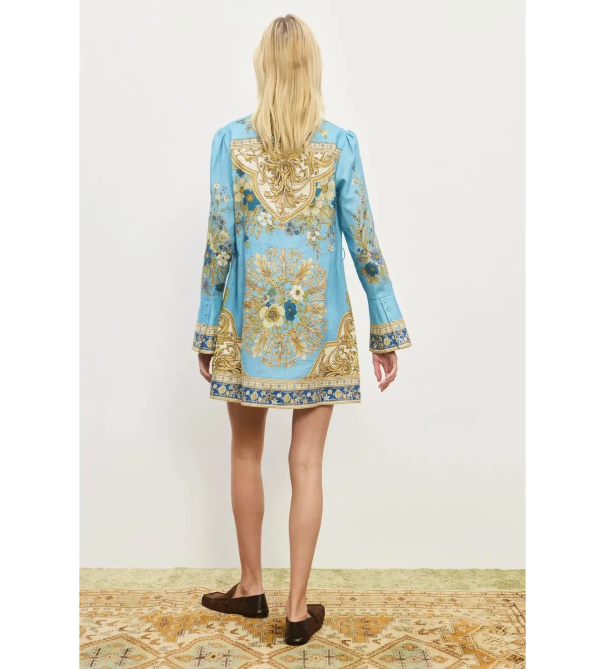 Alemais Cassie Mini Dress Blue Floral Size AU 12 - Image 4