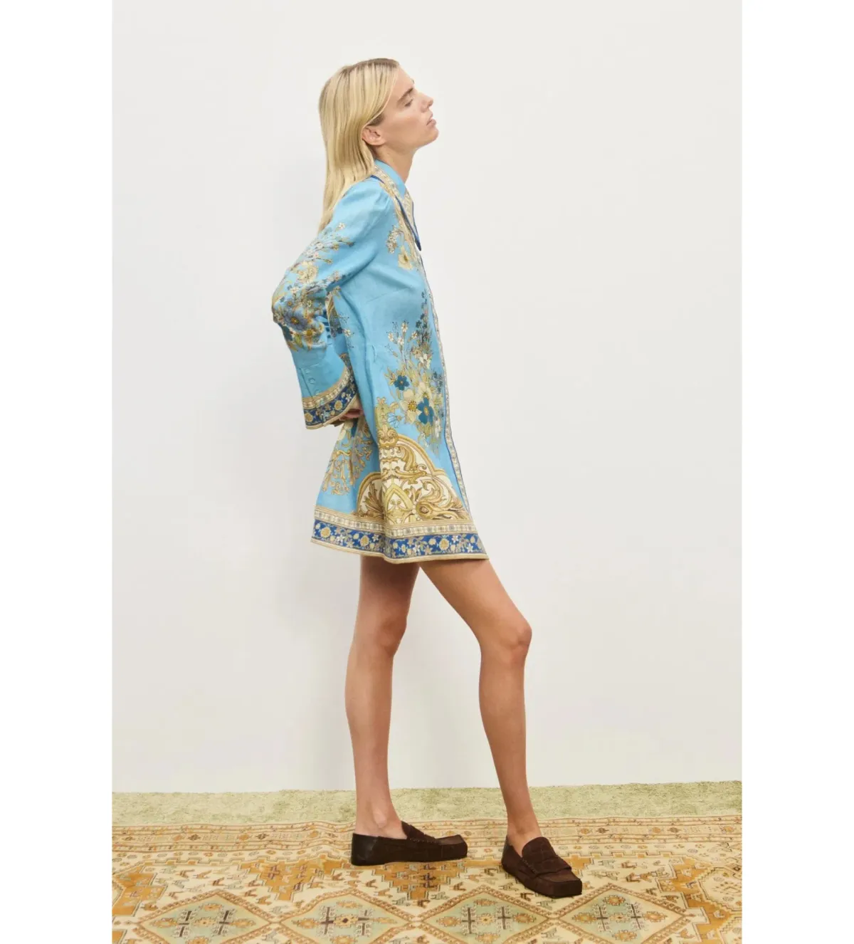 Alemais Cassie Mini Dress Blue Floral Size AU 12 - Image 3