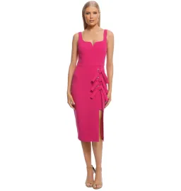 NEW Rebecca Vallance Delilah Fuchsia Pink Midi Bow Dress Size 6 for rent on The Volte - image 2