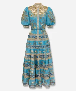 Alemais Cassie Tiered Midi Dress Blue Floral Print Size 10 for rent on The Volte - image 3