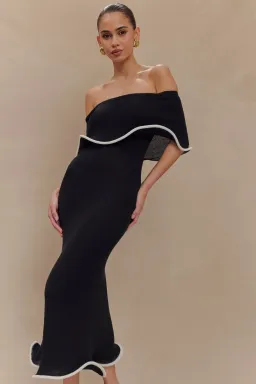 Molly Off Shoulder Knit Midi Dress Black Size S / Size AU 8 — Cocktail, Evening, Wedding Guest, Daytime for rent on The Volte - image 3