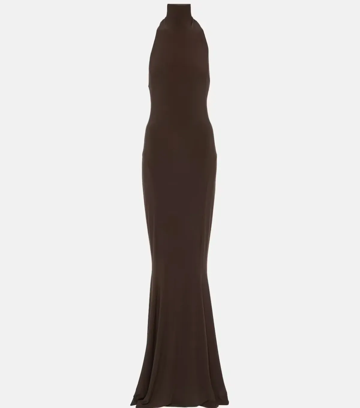 Norma Kamali Halter Turtle Fishtail Gown Brown Size 8 - Image 7