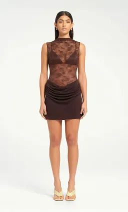 Benni Darby Mini Dress Brown Size 10 for rent on The Volte - image 1