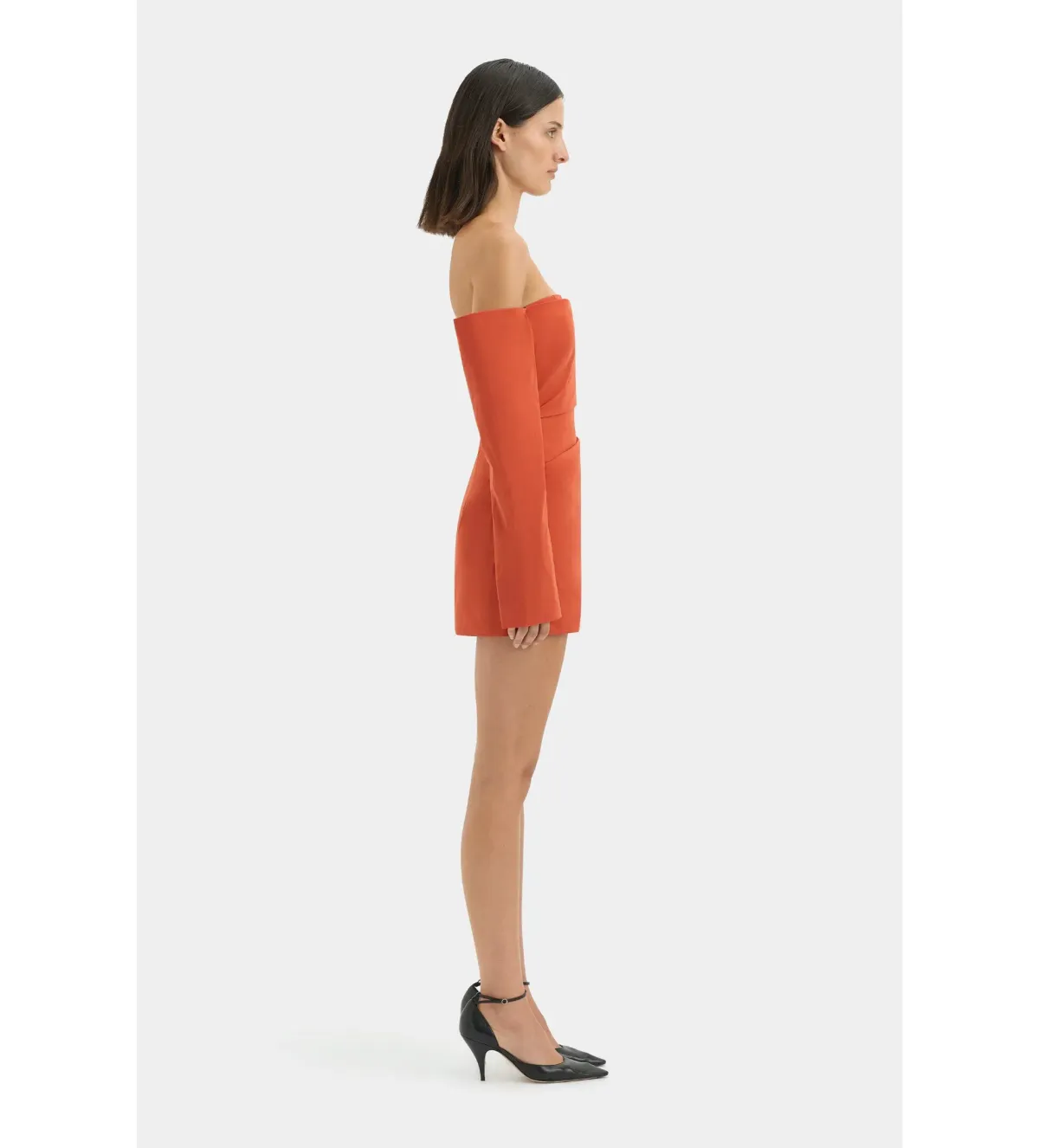 Sir the Label Rossana Off Shoulder Mini Dress Terracotta Size 0 AU 6 - Image 2