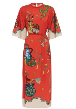 Alémais Rose Tee Midi Dress Red Print Size AU 14 for rent on The Volte - image 4