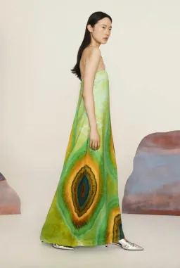 Alémais Iris Maxi Strapless Gown Green Print Size 16 for rent on The Volte - image 4
