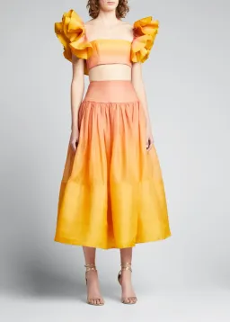 Zimmermann Postcard Ruffle Bodice and Maxi Skirt Set Orange Size AU 12 for rent on The Volte - image 1