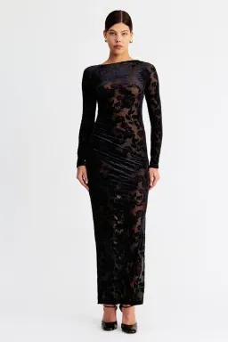 Suboo Helena Long Sleeve Ruched Maxi Black Size 8 for rent on The Volte - image 1