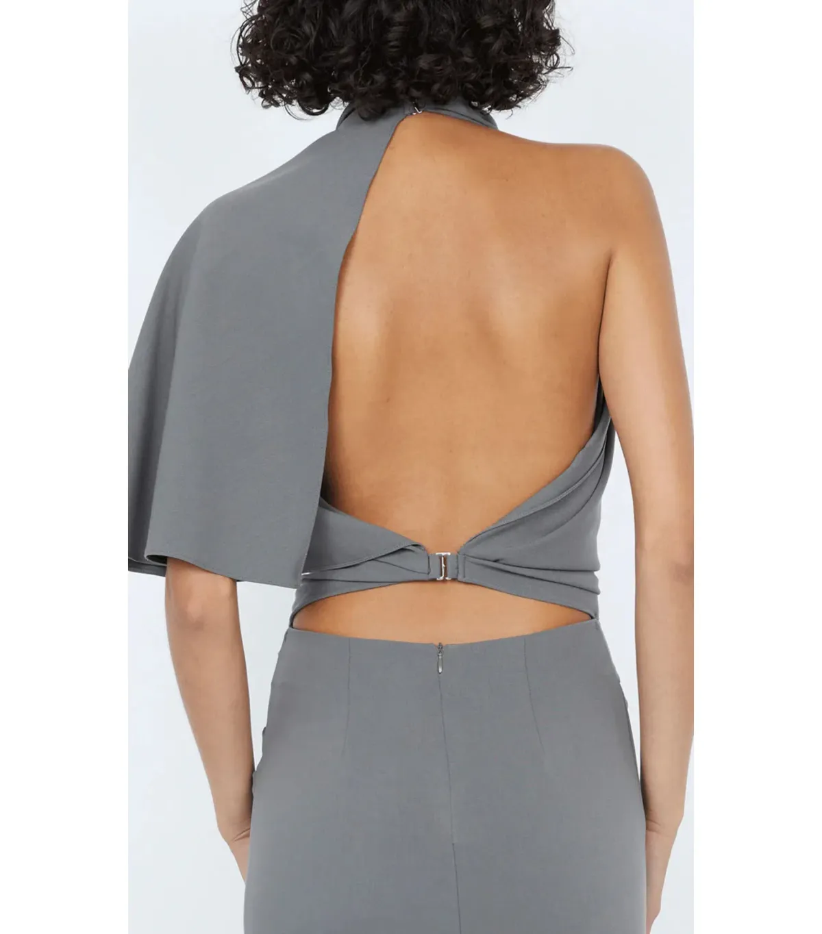Bec & Bridge Sanja Asym Mini Dress Elephant Grey Size AU 6 - Image 4