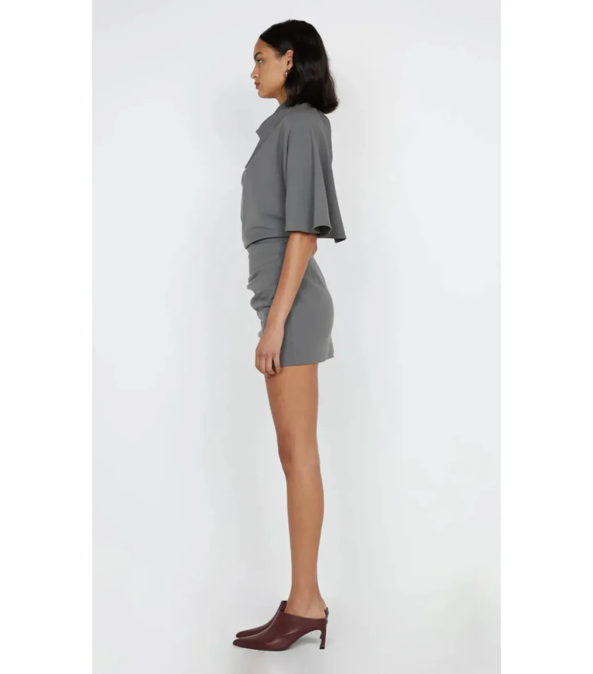 Bec & Bridge Sanja Asym Mini Dress Elephant Grey Size AU 6 - Image 3
