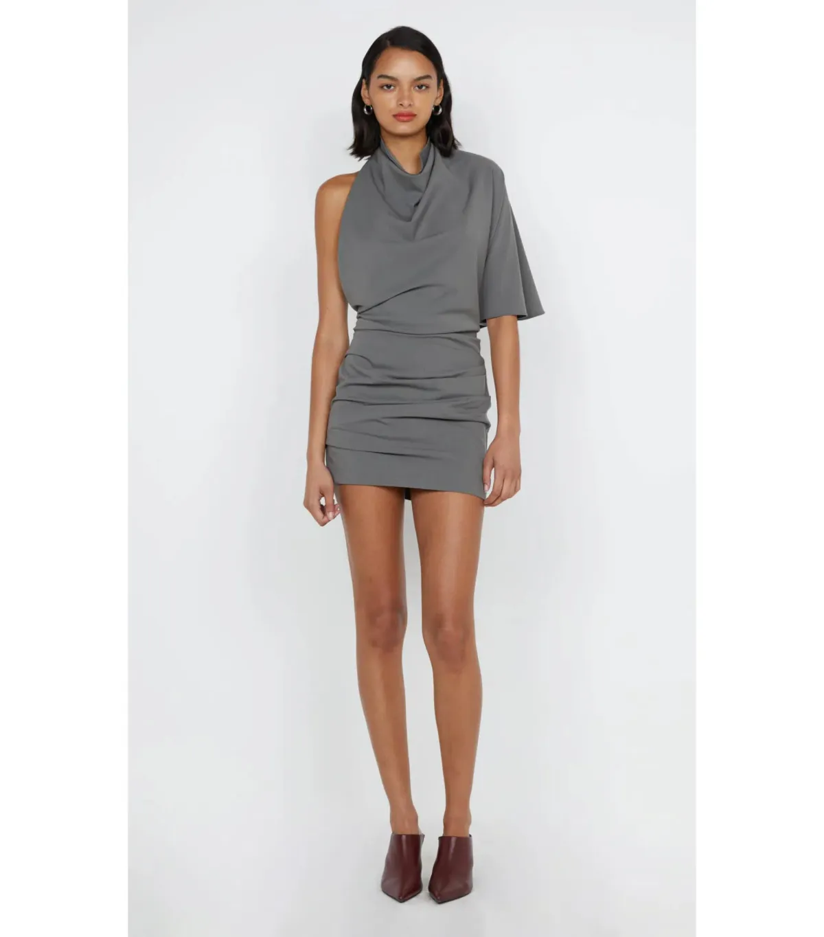 Bec & Bridge Sanja Asym Mini Dress Elephant Grey Size AU 6 - Image 2