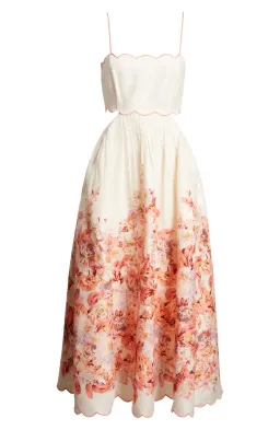 Zimmermann Devi Scallop Midi Dress Cream Floral Size 2 / AU 12 for rent on The Volte - image 2