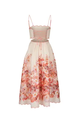 Zimmermann Devi Scallop Midi Dress Cream Floral Size 2 / AU 12 for rent on The Volte - image 3