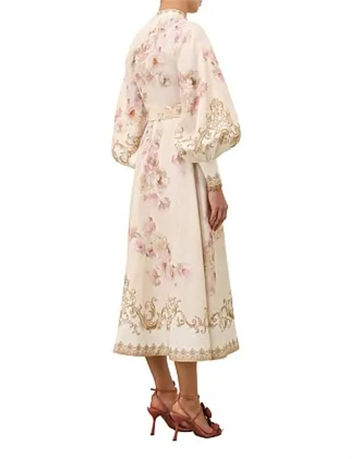 Zimmernmann Hypnotic Buttoned Midi Dress Cream Peony - Image 4
