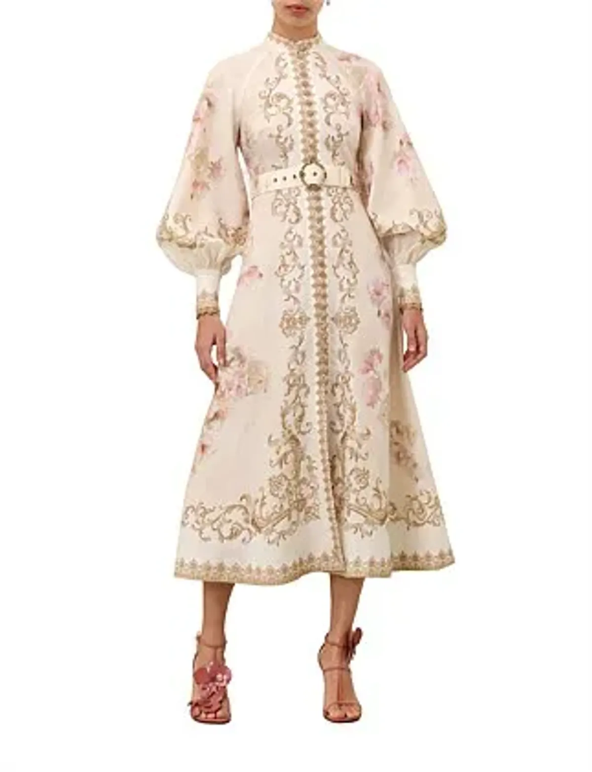 Zimmernmann Hypnotic Buttoned Midi Dress Cream Peony - Image 3