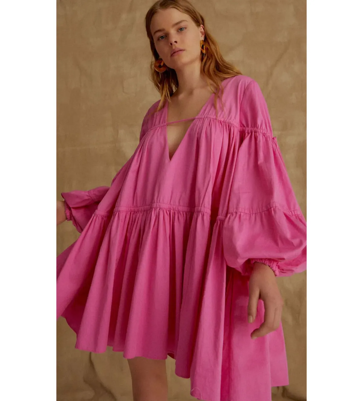 Aje Overture Gathered Smock Mini Dress Pink Size 4 - Image 1