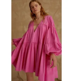 Aje Overture Gathered Smock Mini Dress Pink Size 4 for rent on The Volte - image 1