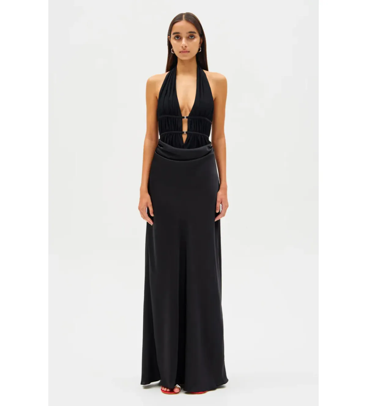 MISHA Celine Satin Maxi Dress Black Size 4/XXS - Image 1