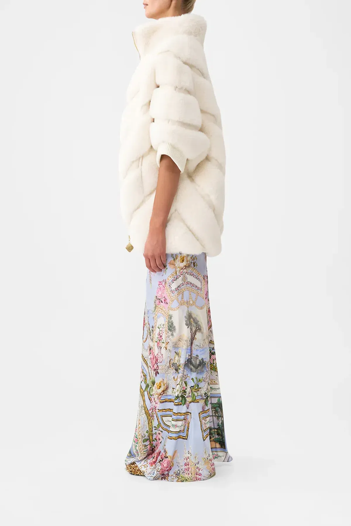 Camilla Tiled Time Faux Fur Short Sleeve Slouch Jacket White (M/L-AU12/14) - Image 4