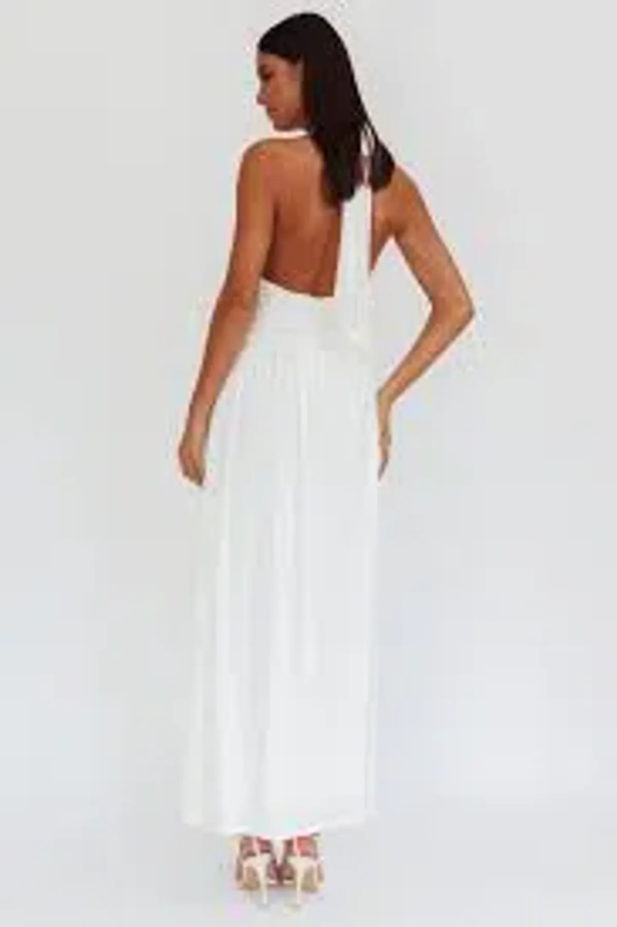 Italia Azure Gathered Waist Maxi Dress White Size - Image 2