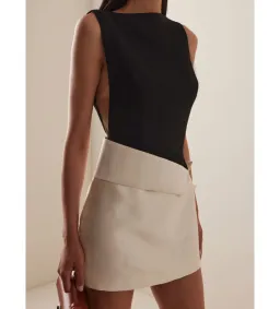 Rachel Gilbert Rikki Fold over Stretch-crepe Mini Dress in Black/White Size AU10 for rent on The Volte - image 1