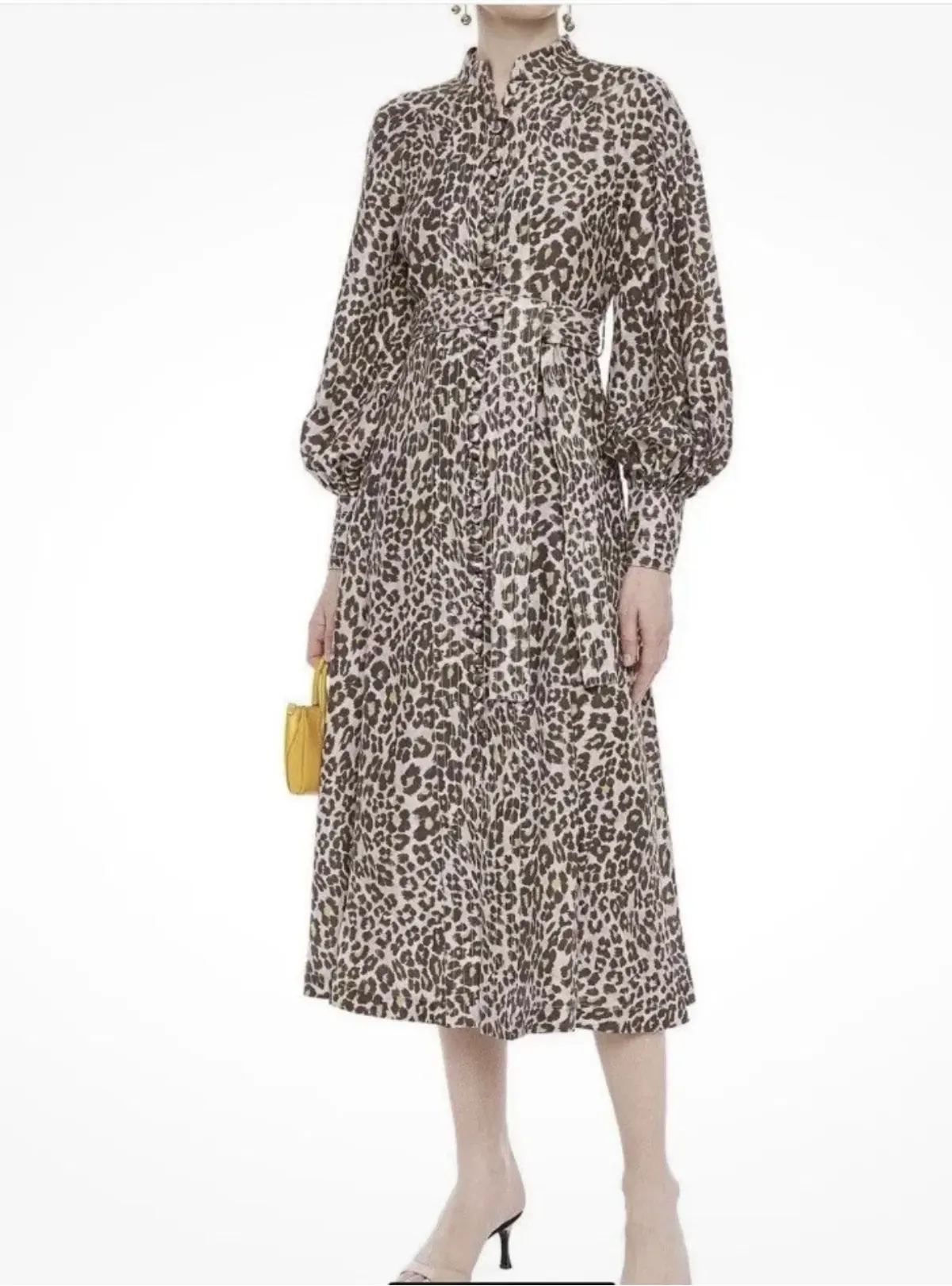 Zimmermann Sabotage Button Up Midi Dress Soft Leopard Size AU 8 - Image 4