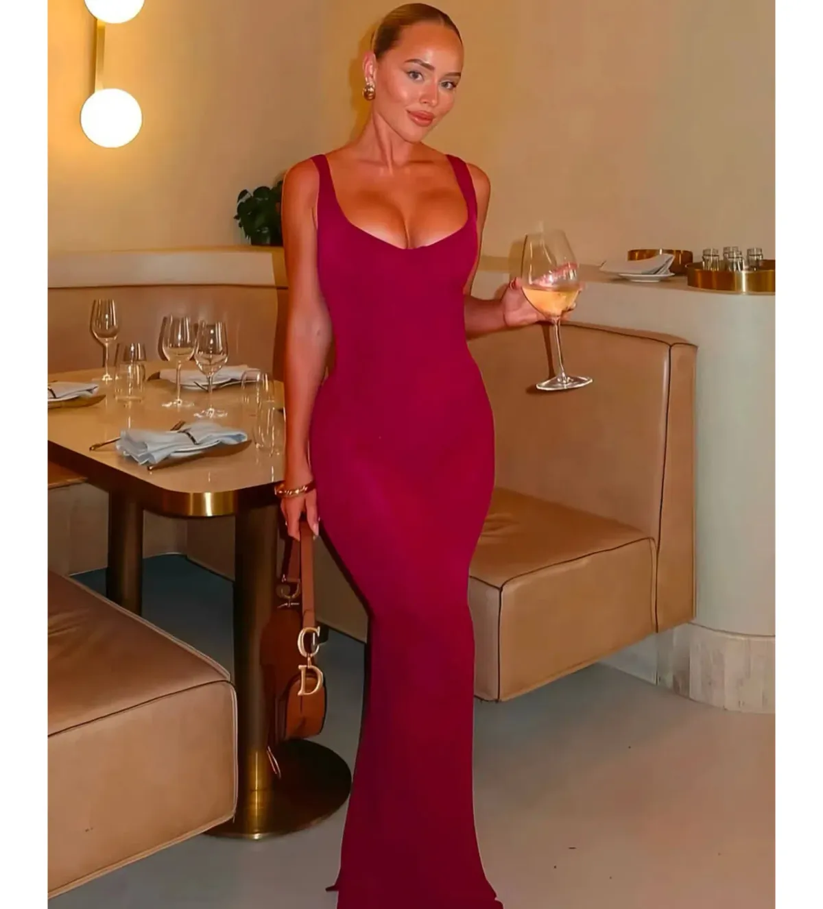 House of CB Robina Maxi Dress Wine Size 8 - Image 3