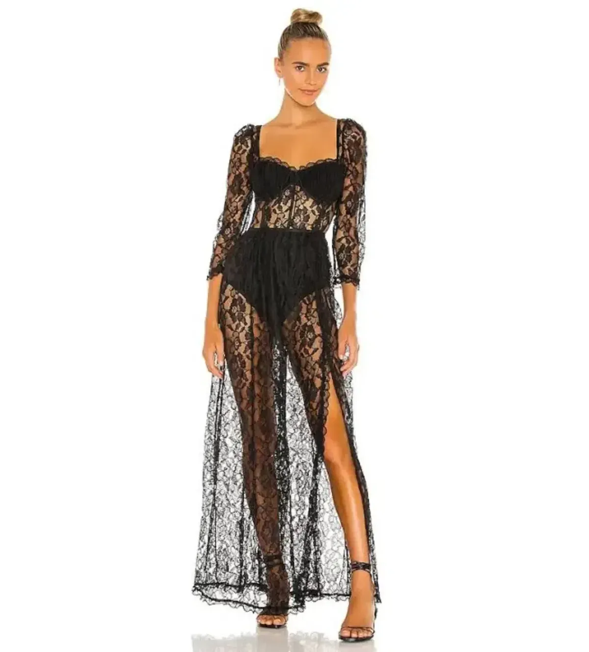 For Love And Lemons Aiden Sheer Maxi Dress Black Size M/AU 10-12 - Image 3