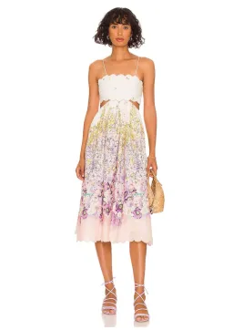 Zimmermann Jude Scallop Midi Dress Peach Gradient Floral Size 2 / AU 12 for rent on The Volte - image 1