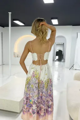 Zimmermann Jude Scallop Midi Dress Peach Gradient Floral Size 2 / AU 12 for rent on The Volte - image 3