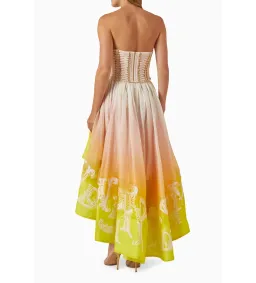 Zimmermann Wonderland Lace Up Midi Dress Sunset Ombre Size 2 AU 12 for rent on The Volte - image 4