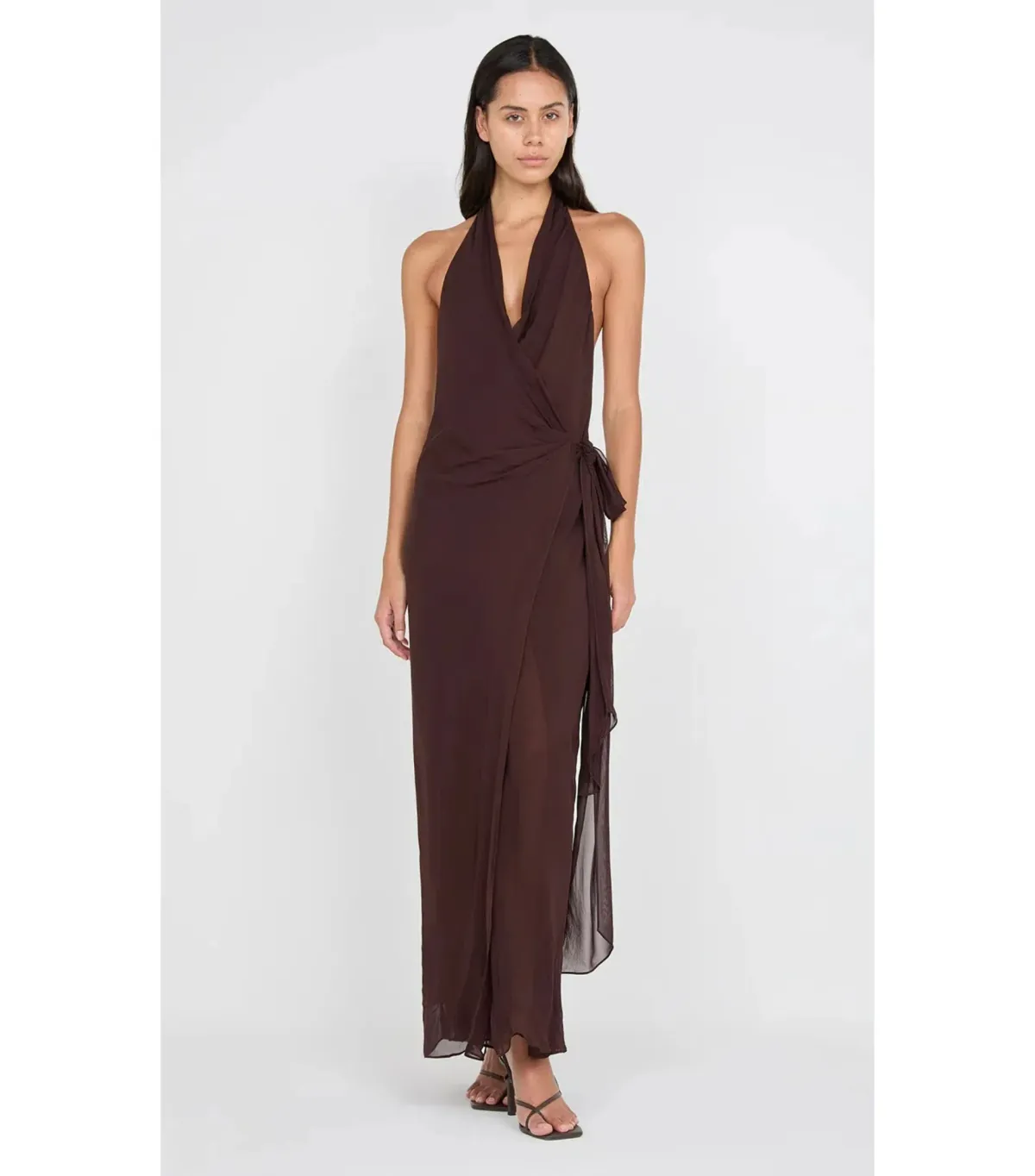Bec & Bridge Soneva Wrap Maxi Dress Dark Chocolate Size AU 8 - Image 1