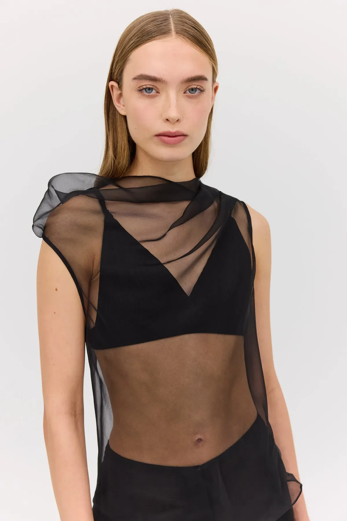 BIANCA SPENDER BLACK ORGANZA CEZANNE TOP SIZE 6/XS - Image 1
