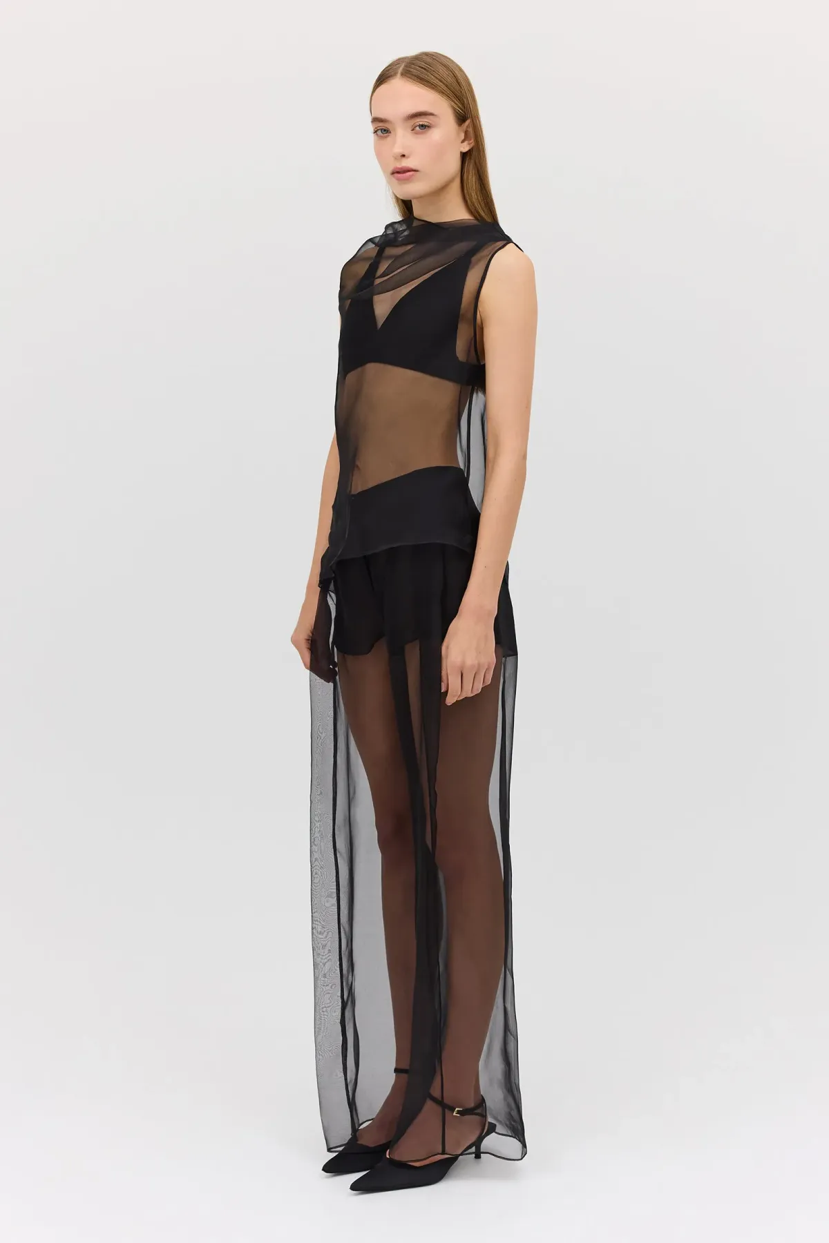 BIANCA SPENDER BLACK ORGANZA CEZANNE TOP SIZE 6/XS - Image 5