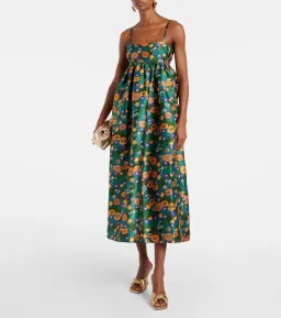 Alemais Carmine Printed Open Back Midi Dress Green Floral Multi Size 12 for rent on The Volte - image 3
