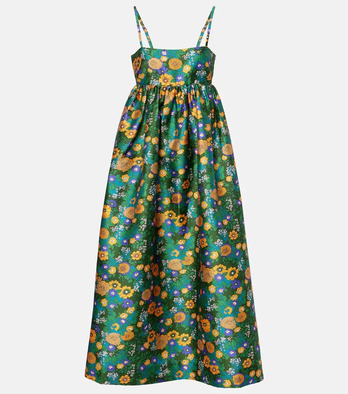 Alemais Carmine Printed Open Back Midi Dress Green Floral Multi Size 12 - Image 6