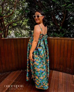 Alemais Carmine Printed Open Back Midi Dress Green Floral Multi Size 12 for rent on The Volte - image 2