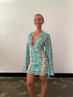 The Wolf Gang Zoya Mini Dress Tie Dye Stripe Size AU 8 for rent on The Volte - image 2