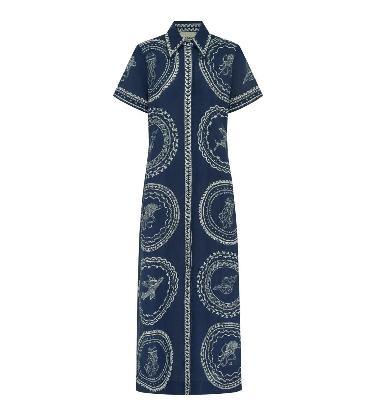 Alemais Oceane Linen Shirtdress in Navy Size AU 12 - Image 4