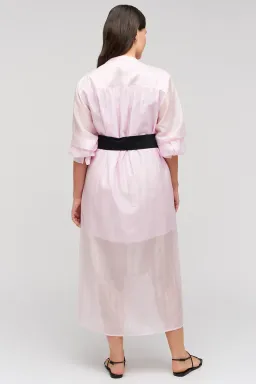 Oroton Scallop Lace Shirt Midi Long Sleeve Dress Pink Rose Size AU 16 for rent on The Volte - image 9