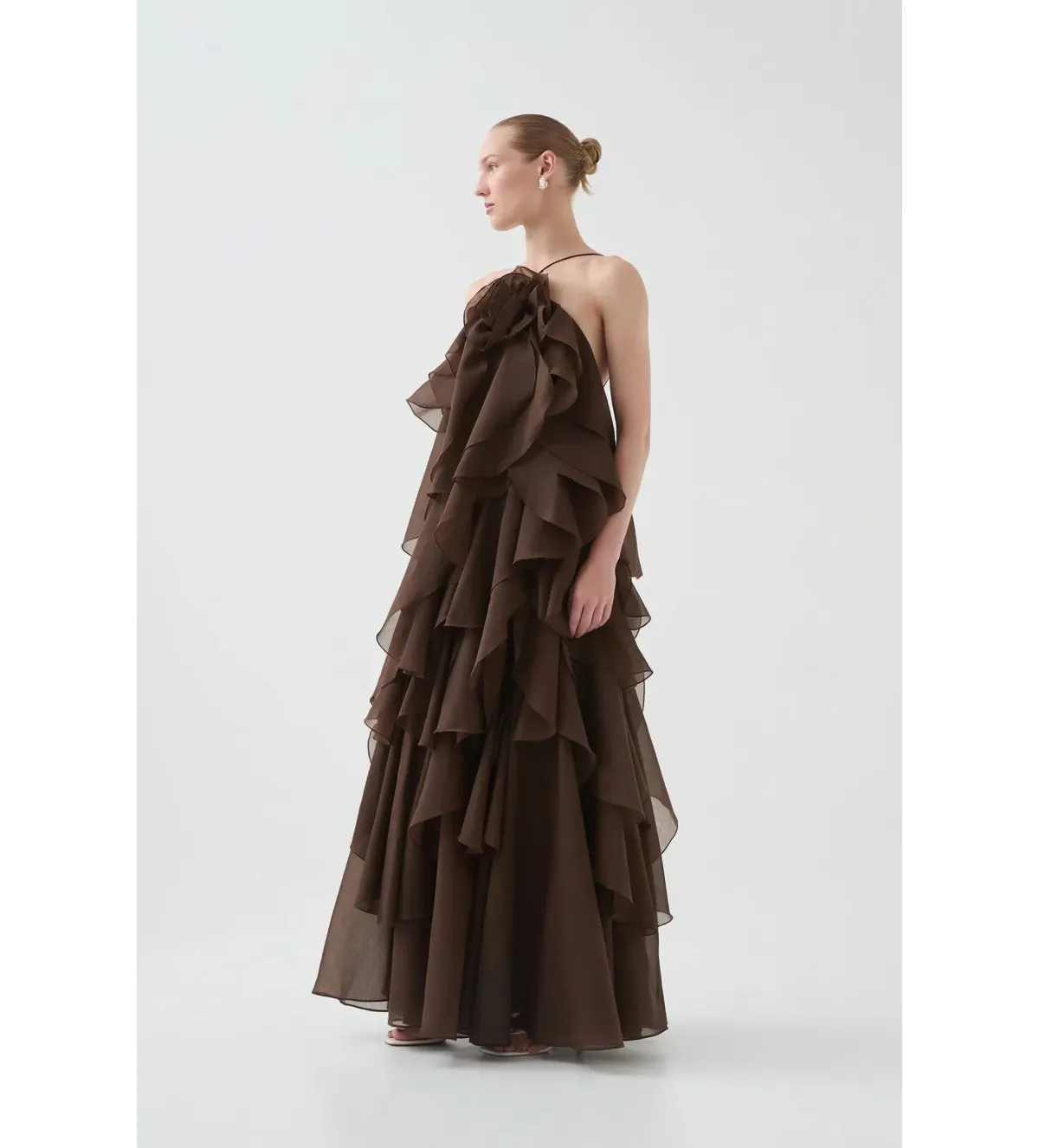 Aje Pandorea Layered Maxi Dress Carob 10 - Image 3