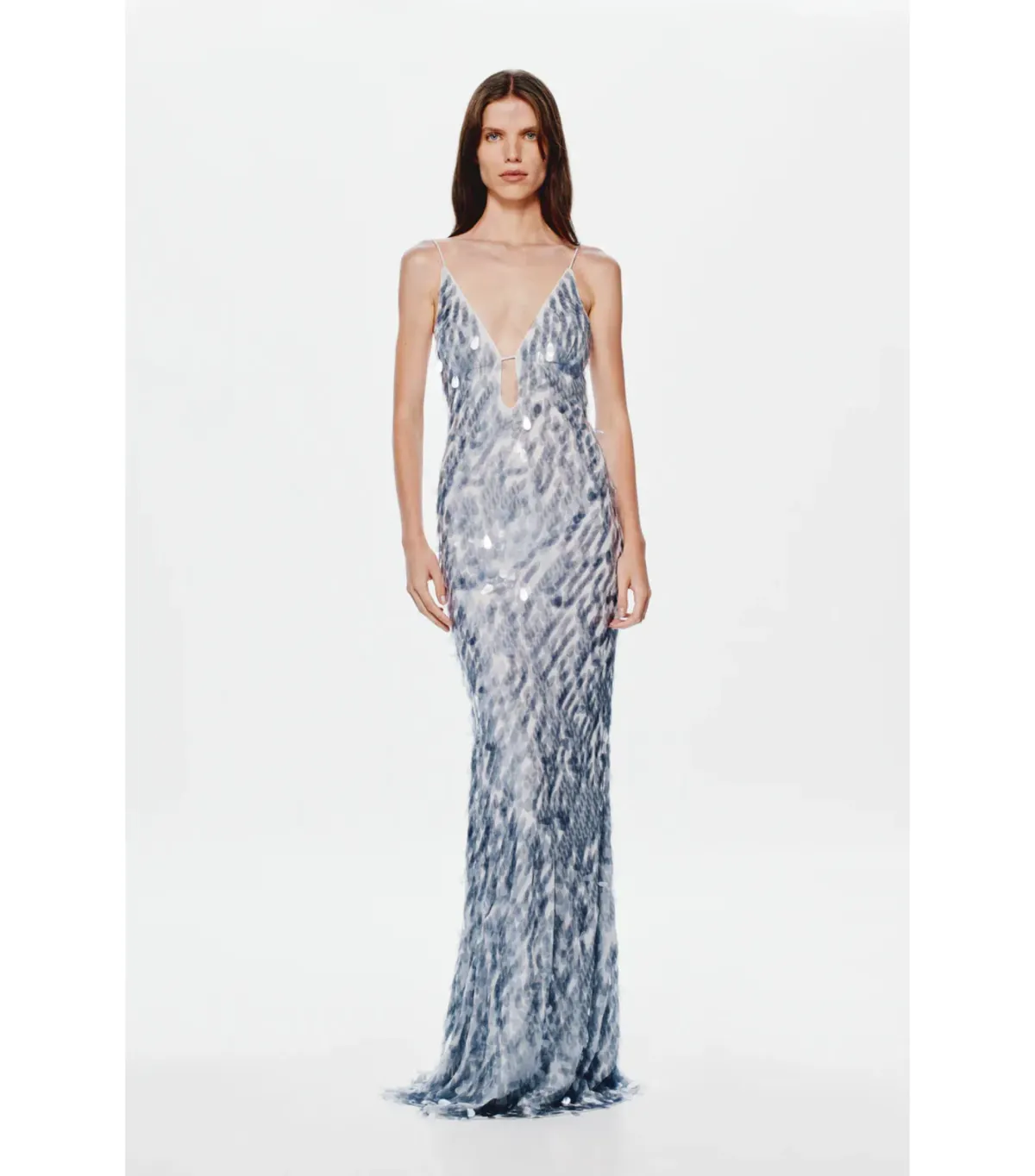 Misha Sapphire Sequin Maxi Dress Grey Size 12/L - Image 1