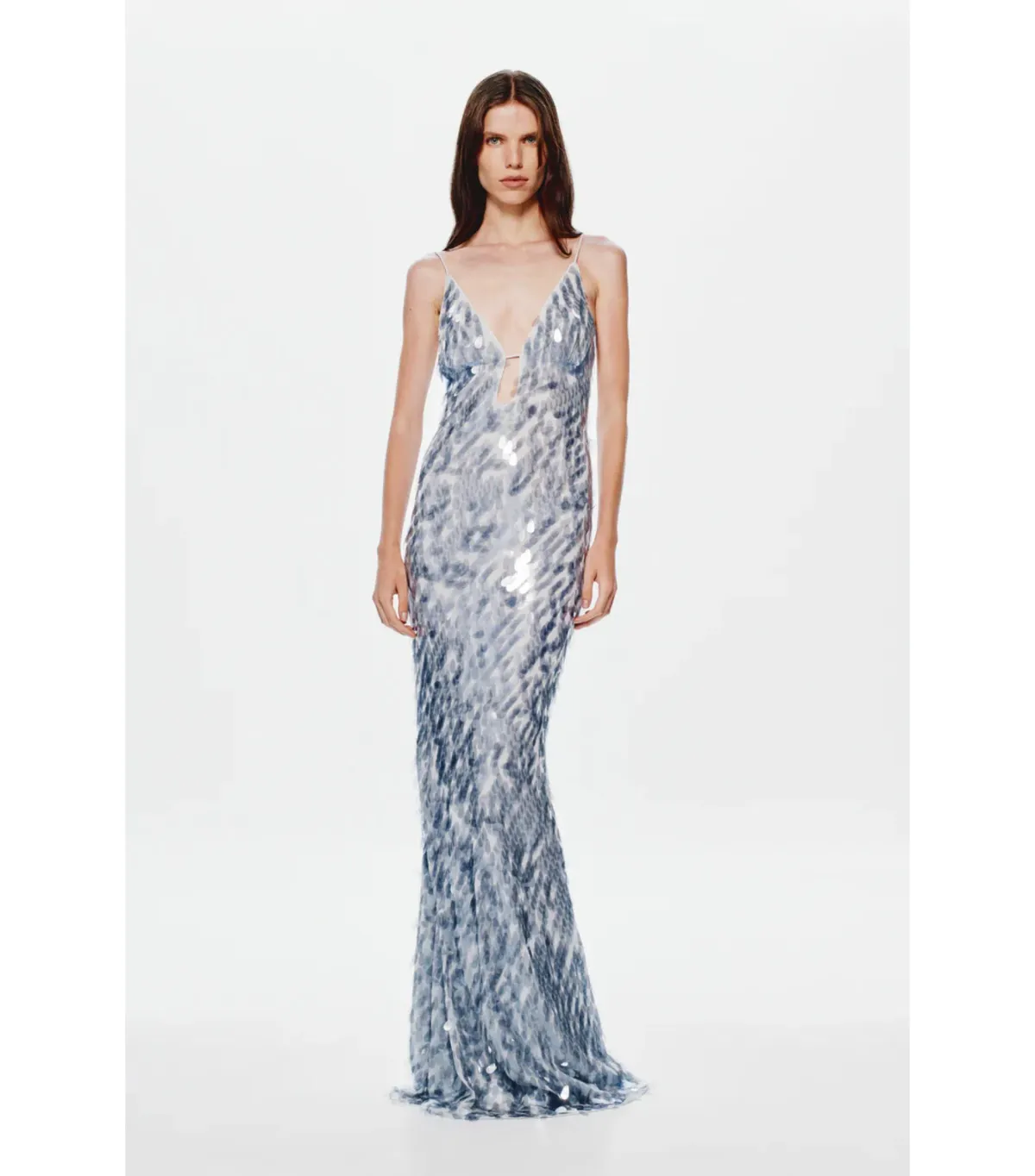 Misha Sapphire Sequin Maxi Dress Grey Size 12/L - Image 3