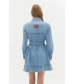 Aje Lane Denim Mini Dress Coastal Wash Size AU 8 for rent on The Volte - image 5