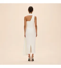 Rachel Gilbert Clara Stretch Crepe Wedding Midi Dress in Ivory Size AU8 for rent on The Volte - image 2