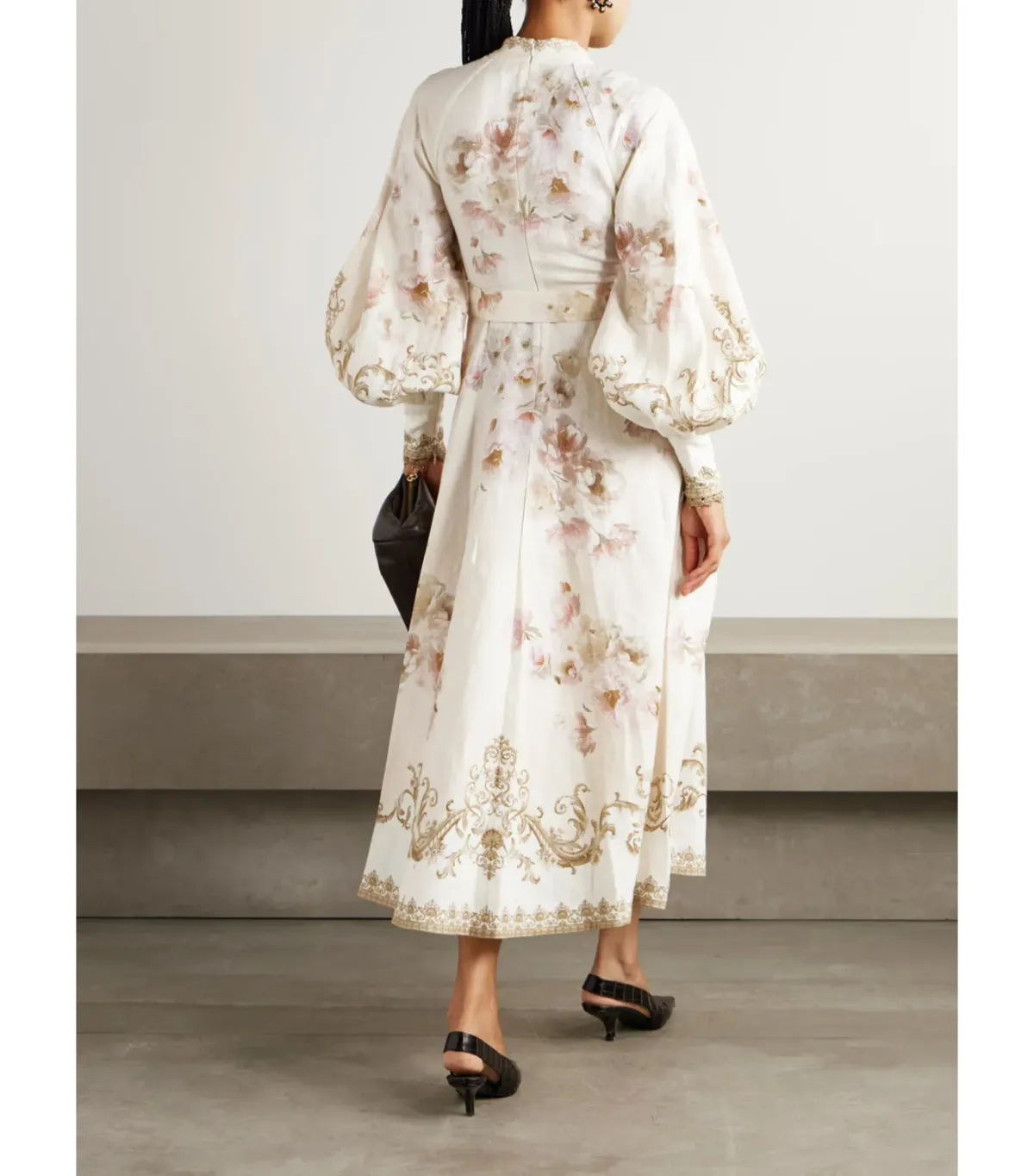 Zimmermann The Hypnotic Buttoned Midi Dress in Cream Peony Size 0 / AU 8 - Image 4