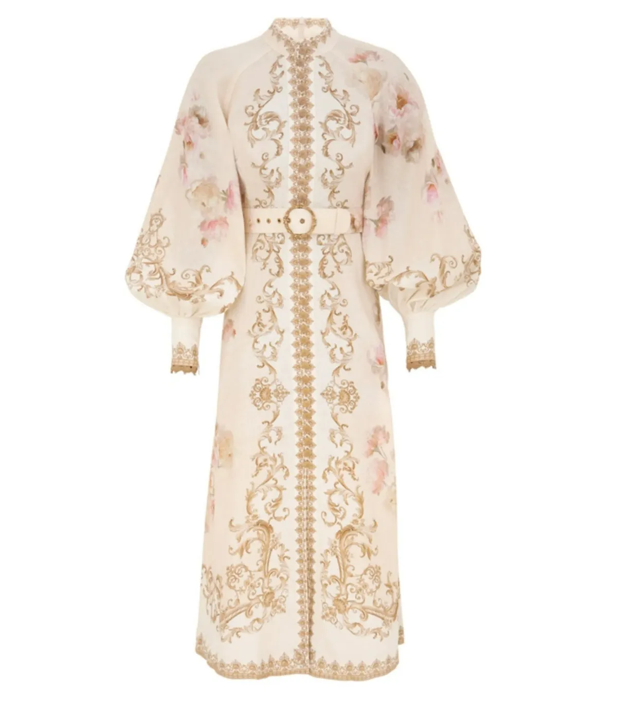 Zimmermann Hypnotic Buttoned Midi Dress in Cream Peony Size 2 / AU 12 - Image 5