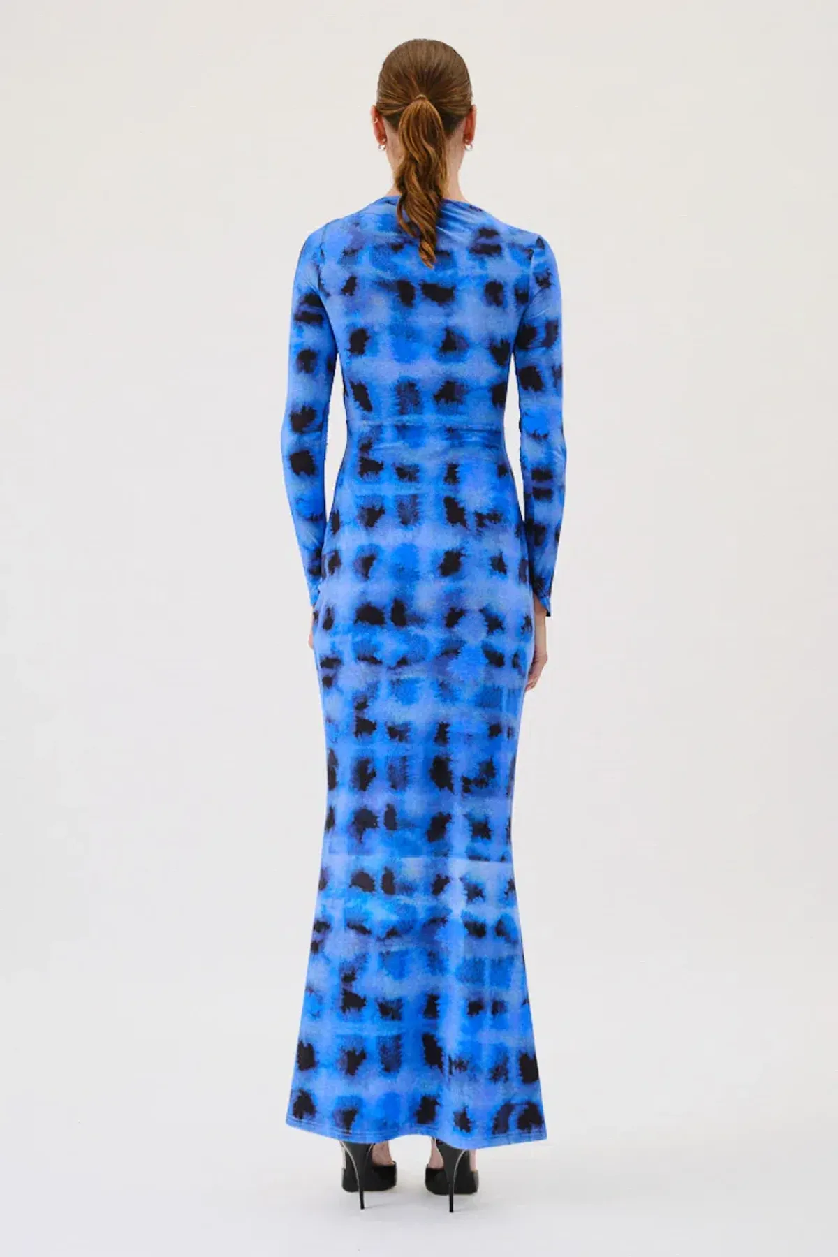 Suboo Shibori Long Sleeve Rouched Maxi Dress Blue Size 10/M - Image 3