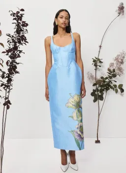 Alemais Donata Taffeta Gown Blue Print Size 8 for rent on The Volte - image 1
